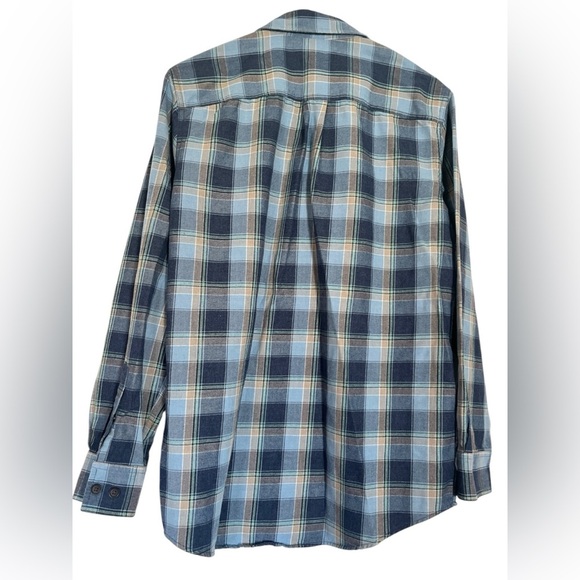 Telluride Flannel Shirt Blue Yellow Plaid Long Sleeve ButtonUp Shirt Men’s Sz M - Picture 4 of 10